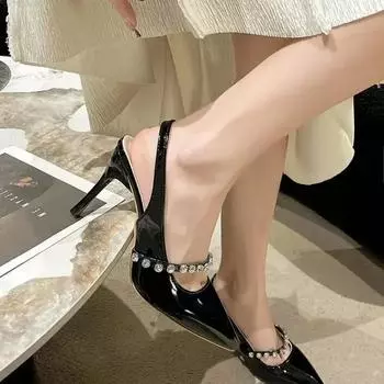 НОВЫЕ женские сандалии, весна-лето, новая мода, банкетный высокий каблук с цепочкой, туфли-лодочки Baotou на тонком каблуке, удобная обувь 40 34
