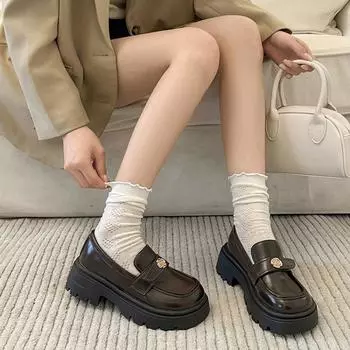 НОВЫЕ женские туфли-лоферы в стиле преппи из высококачественной искусственной кожи на платформе, с круглым носком, на низком каблуке 35