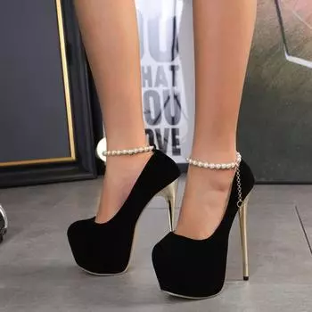 НОВЫЕ женские туфли на шпильках, сексуальные туфли на каблуках 16 см, женские черные туфли-лодочки, весенние повседневные туфли, женские свадебные туфли на платформе, большие размеры 35