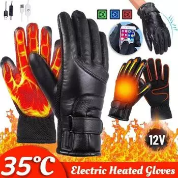 НОВЫЕ зимние перчатки с подогревом, электрические перчатки с подогревом, водонепроницаемые, ветрозащитные, сенсорные перчатки с питанием от USB для мужчин и женщин(Тип переключателя/Тип термостата) Switch type чёрный