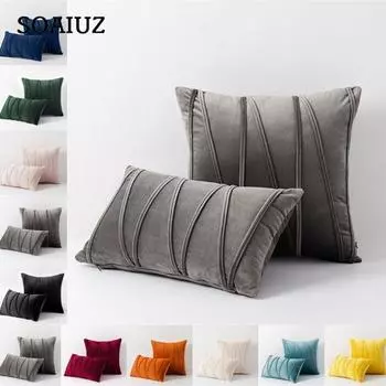 НОВЫЙ 18-дюймовый 20-дюймовый бархатный однотонный мягкий чехол для подушки, наволочки для дивана, домашний декор 30X50cm синий