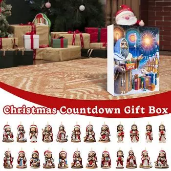 НОВЫЙ 24 шт. Подвеска Иисус Рождественский Адвент-календарь 2D 24 обратный отсчет Подвеска Дерево для рождественской рекламы R6F6 E-One size