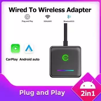 НОВЫЙ 2-в-1 беспроводной CarPlay Android Auto беспроводной адаптер Smart Mini Box Plug And Play WiFi Fast Connect универсальный для автомобиля проводной чёрный
