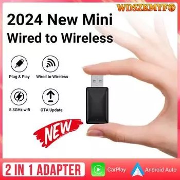 НОВЫЙ 2-в-1 беспроводной CarPlay Android Auto беспроводной адаптер Smart USB Dongle Mini Box Plug And Play WiFi Fast Connect