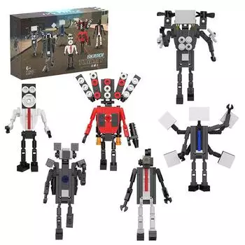 НОВЫЙ 6-в-1 Skibidi динамик для унитаза Titan и Camerama, строительные блоки, игрушечный костюм, креативные кирпичные игрушки для детских рождественских подарков with paper manual верблюд