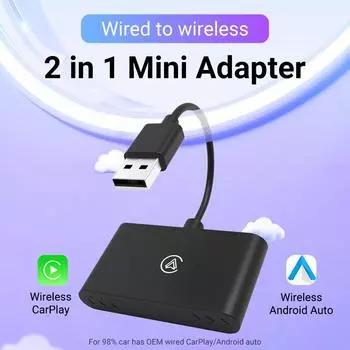 НОВЫЙ беспроводной адаптер Carplay Android Auto AI Mini Box, подключенный к беспроводному Carplay для USB-ключа типа C, навигация Plug And Play