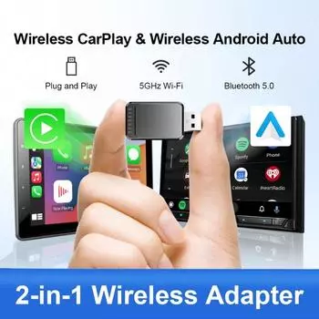 НОВЫЙ беспроводной адаптер CarPlay, беспроводной автомобильный адаптер Android 2 в 1 для Mazda Subaru Citroen Mercedes Kia Ford Opel