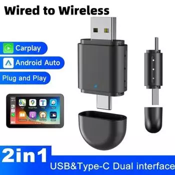 НОВЫЙ беспроводной адаптер CarPlay и беспроводной ключ Android Auto Smart Mini AI Box USB Type-C Dual Connect WiFi Connect для IOS Android для Nissan