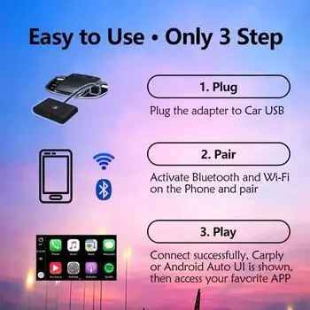 НОВЫЙ беспроводной мини-адаптер 2 в 1 CarPlay Android, автомобильный беспроводной адаптер, умный ключ Plug And Play, Bluetooth WiFi, быстрое подключение