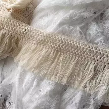 НОВЫЙ бежевый крючком хлопковые кисточки кружево DIY занавеска бровь диван комплект подол ручная работа поделки кукольное представление одежда производство материалы 1 yard бежевый