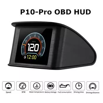 НОВЫЙ бортовой компьютер P10 Pro с дисплеем HUD OBD2 для автомобиля, умный цифровой счетчик, датчики температуры воды и турбонаддува с русским языком