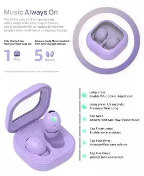 НОВЫЙ C9proTWS Беспроводная стереосистема для Xiaomi iPhone Bluetooth-гарнитура Bluetooth-наушники 5,2 Наушники Sport Fone Bluetooth Earbud