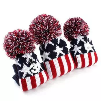 НОВЫЙ чехол для гольфа с узором «звезды и полосы» в США с подвеской, ручная вязка 1#3#5# синий/красный (красный)