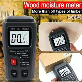 НОВЫЙ цифровой измеритель влажности древесины, профессиональный тестер влажности древесины, ручной гигрометр, детектор древесины EMT01 с ЖК-дисплеем высокой четкости