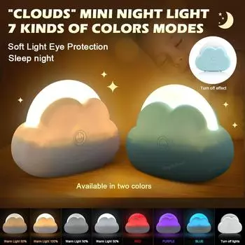 НОВЫЙ Creative Cloud Mini Night Light USB перезаряжаемый портативный светильник для спальни, украшения дома, настольная лампа для детей, подарок на день рождения синий