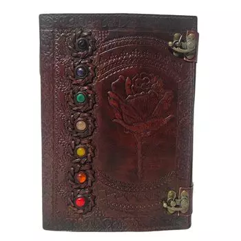 НОВЫЙ дневник и журнал ручной работы с металлическим замком в кожаном переплете из 7 камней для офиса и дома 7 x 10 in коричневый