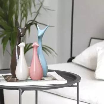 НОВЫЙ домашний декор Lucky Deer Family Матовые керамические фигурки- (Набор из 4 шт., Небесный, Коричневый, Розовый, Кремовый)