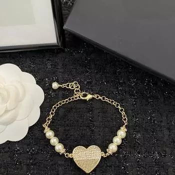 НОВЫЙ INBrand Trend Браслет Браслет с Бриллиантовым Сердцем Постепенный Цвет Бриллиантовый Кулон Браслет Жемчуг Супер Красивая Красота Передает