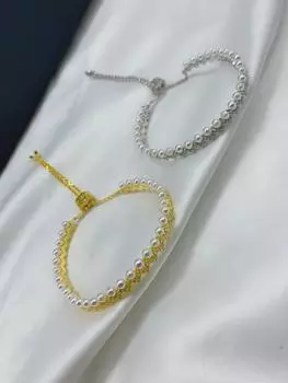 НОВЫЙ INБрендовый трендовый браслет из жемчуга, золота и платины, зигзагообразный жемчуг, дизайнерская мода, прекрасная, изысканная, повседневная одежда, ювелирные изделия, платье на день рождения золотой