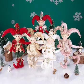 НОВЫЙ Эльф Красный Золотой Плюшевый Эльф Игрушка Украшения на елку Новогодние праздничные лучшие подарки для детей Navidad Natal adornos de navidad