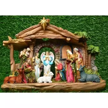 НОВЫЙ комплект для детской кроватки, идеальный для рождественского подарка | Декор (Пакет - Мария, Иосиф, Младенец Иисус, Ангел, 3 волхва, Пастух, 7 животных (6 в (Детская кроватка с набором)