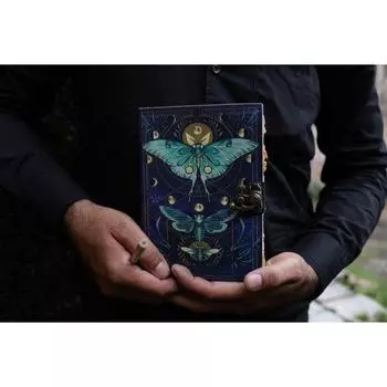НОВЫЙ кожаный журнал Spell wizard Cat Book Blank Magik Notebook Book Of Shadows Wiccan Pagan Grimoire book for Traveling Sketching best Gifts 7 x 5 in синий