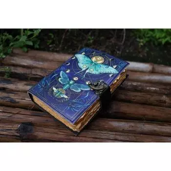 НОВЫЙ кожаный журнал Spell wizard Cat Book Blank Magik Notebook Book Of Shadows Wiccan Pagan Grimoire book for Traveling Sketching best Gifts 7 x 5 in синий