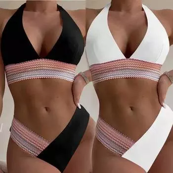 НОВЫЙ купальник женский летний купальный костюм бикини комплект из двух частей купальники купальники женский пляжный купальный костюм L чёрный