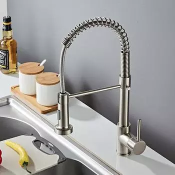 НОВЫЙ матовый черный кухонный смеситель на палубе, смеситель с вращением на 360 градусов, насадка-распылитель, кухонная раковина, краны для горячей и холодной воды include 60cm hose чёрный