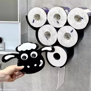 НОВЫЙ милый настенный держатель для рулона бумаги в виде животного, художественная скульптура, ленивец, туалет, полка для хранения салфеток, украшение для дома, овца чёрный