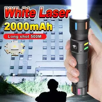 НОВЫЙ мощный небольшой фонарик, светодиодный фонарик высокой мощности, перезаряжаемый, 2000 мАч, встроенный аккумулятор, флуоресцентный, ABS, портативный фонарик