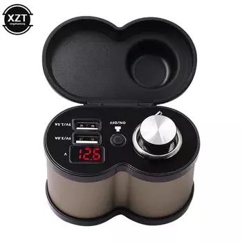 НОВЫЙ мотоцикл QC 3.0 быстрая зарядка 5V 3.0A/1.5A двойной USB прикуриватель USB зарядное устройство с вольтметром дисплей времени выключатель вкл/выкл чёрный