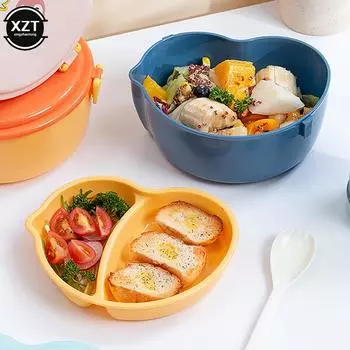 НОВЫЙ мультяшный двухслойный ланч-бокс для детей, подогреваемый в микроволновке, портативный ланч-бокс для школьников, фруктовый ланч-бокс для офисных работников, легкий ланч-бокс оранжевый