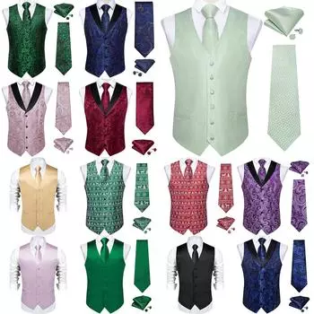 НОВЫЙ мужской комплект с жилетом и галстуком в стиле пейсли для костюма или смокинга 2XL