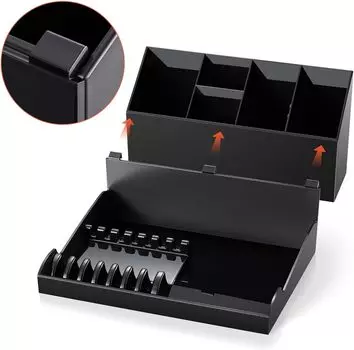 НОВЫЙ поднос для парикмахерских машинок для стрижки, органайзер для машинок для стрижки большой емкости, чехол для бритвы, коробка для хранения, держатель для триммера для волос, съемные парикмахерские инструменты чёрный