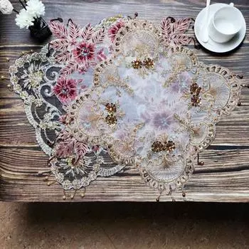 НОВЫЙ подвесной квадратный коврик для стола с вышивкой бисером ручной работы, настенный шкаф для гостиной, чехол для пыли, рождественское свадебное украшение Square 40cm