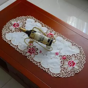 НОВЫЙ полый цветок розы вышитый настольный флаг дорожка скатерть рождественский свадебный декор стола и аксессуары 40X83CM