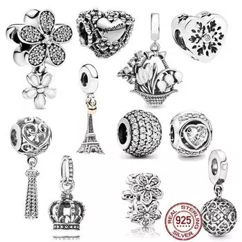 НОВЫЙ S925 стерлингового серебра Париж Эйфелева башня и маленький медведь воздушный шар бусина шарм подходит оригинальный браслет DIY женские ювелирные изделия подарок