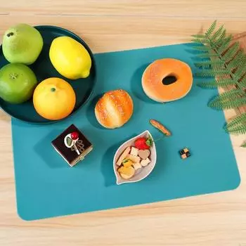 НОВЫЙ силиконовый водонепроницаемый коврик для стола, теплоизоляция, противоскользящий, моющийся, прочный, для кухни, столовой 40x30cm зелёный