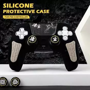 НОВЫЙ Силиконовый защитный чехол для контроллера PS5 с наклейкой на сенсорную панель, устойчивой к падению и поту, для ручки контроллера PS5, силиконовый чёрный