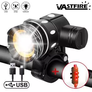 НОВЫЙ светодиодный велосипедный фонарь T6 с задним фонарем, перезаряжаемый через USB, зум-фонарь для велосипеда, велосипедный фонарик, аксессуары для велосипеда