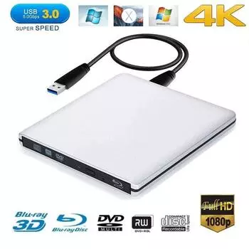 НОВЫЙ USB 3.0 внешний привод Blu-ray CD DVD 4K 3D Blu-Ray плеер записывающий портативный драйвер записи BD/CD/DVD для Mac, Win 10,8,7, XP, Vista, ноутбука, ПК Blu ray recorder чёрный
