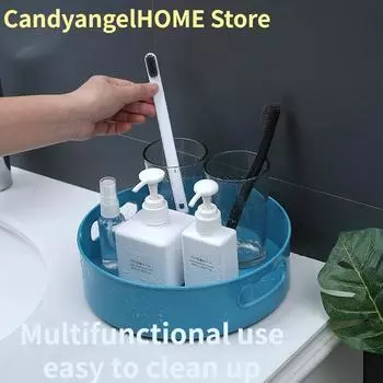 НОВЫЙ вращающийся на 360 градусов поднос для хранения на кухне, контейнеры для специй, поднос для закусок, ящик для хранения в ванной комнате, нескользящий органайзер для косметики синий