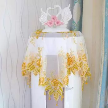 НОВЫЙ золотой бисер цветы вышитые скатерть чехол свадебный обеденный стол скатерть кухня рождественский украшение стола и аксессуары square 83cm