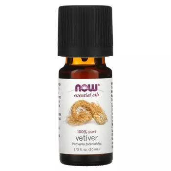 NOW Foods, Эфирное масло, 100% чистый ветивер, 1/3 жидких унций (10 мл)