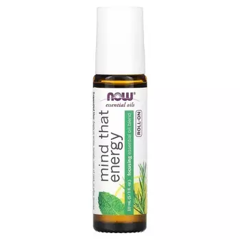 NOW Foods, Эфирные масла, Mind That Energy Roll-On, 1/3 жидких унций (10 мл)