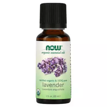 NOW Foods, Органическое эфирное масло, Лаванда, 1 жидкая унция (30 мл)