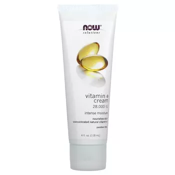 NOW Foods, Solutions, крем с витамином Е 28 000 МЕ, 4 жидких унции (118 мл)