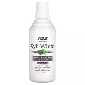 NOW Foods, Solutions, ополаскиватель для полости рта Xyli-White с нимом и чайным деревом, со вкусом мяты, 16 жидких унций (473 мл)