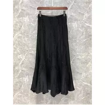 Now Xiaozi High Class Elegant High Waist Fishtail Skirt Women s European Goods Spring Summer Slimming Yellow Dress 63h11 Black L